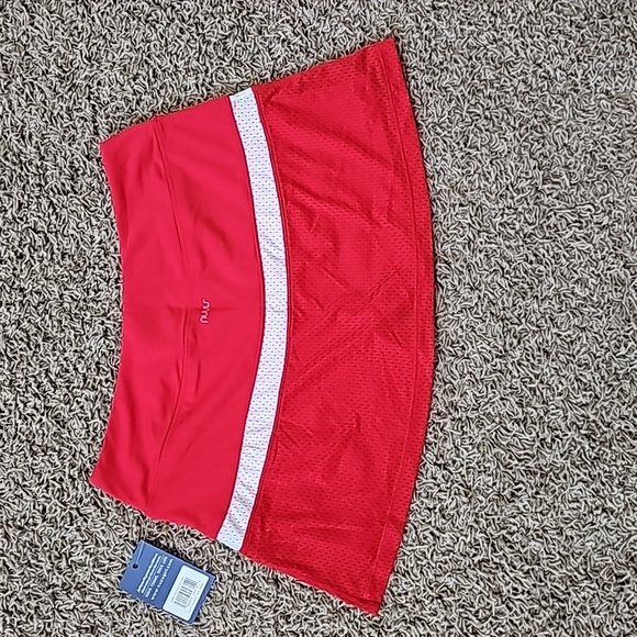 NWT Nuyu Skort Red Mesh Pull On Skirt Built-In Shorts Large - Picture 4 of 4